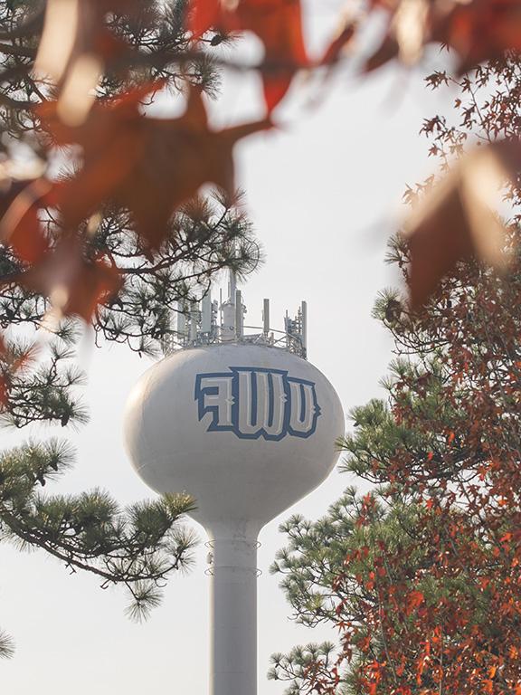 UWF水塔与秋天的颜色叶子